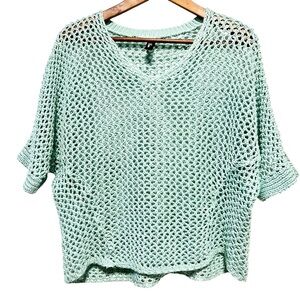 NEWS / FOSCHINI | Mint Fishnet Boho Coastal Mermaid Sheer Knit